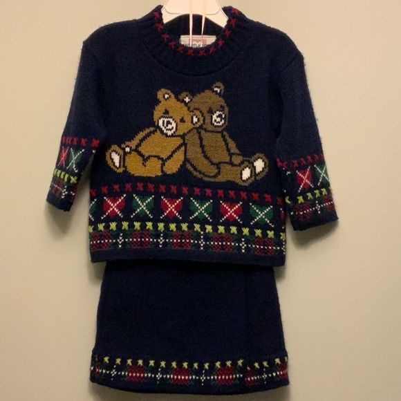 Vintage Kids HeartWorks Sweater and Skirt Set Dark Blue - Picture 1 of 7